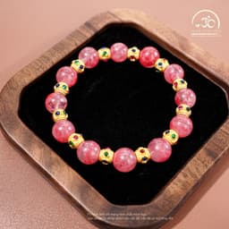 Ngọc Đan Tâm - Vòng Tay Tường Vi 9mm 5A Phối Charm Đính Đá - Mệnh Hoả & Mệnh Thổ 9