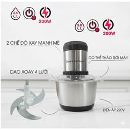 Máy Xay Thịt Đa Năng ĐẠT TƯỜNG Cối inox  2L Cao Cấp, 4 Lưỡi Kép,Động Cơ Xay Mạnh Mẽ 3