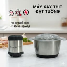 Máy Xay Thịt Đa Năng ĐẠT TƯỜNG Cối inox  2L Cao Cấp, 4 Lưỡi Kép,Động Cơ Xay Mạnh Mẽ 5