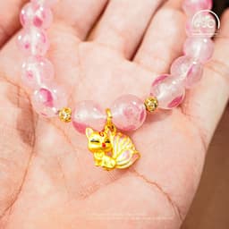 Ngọc Đan Tâm - Vòng Tay Tường Vi Nguyệt Hoa 10mm 5A Phối Charm Cửu Vỹ Hồ - Mệnh Hoả & Mệnh Thổ 5