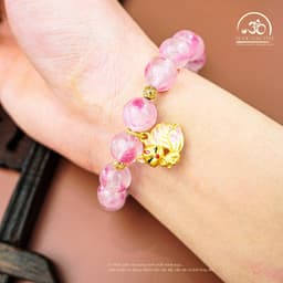 Ngọc Đan Tâm - Vòng Tay Tường Vi Nguyệt Hoa 10mm 5A Phối Charm Cửu Vỹ Hồ - Mệnh Hoả & Mệnh Thổ 6