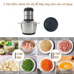 Máy Xay Thịt Đa Năng ĐẠT TƯỜNG Cối inox  2L Cao Cấp, 4 Lưỡi Kép,Động Cơ Xay Mạnh Mẽ 6