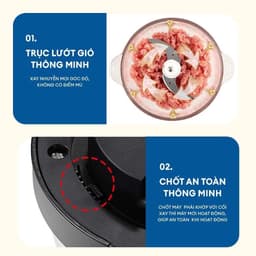 Máy Xay Thịt Đa Năng ĐẠT TƯỜNG Cối inox  2L Cao Cấp, 4 Lưỡi Kép,Động Cơ Xay Mạnh Mẽ 7