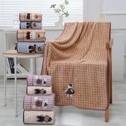Khăn tăm thêu hình gấu thỏ hoạt hình đáng yêu,kích thước lớn 70x140cm Dày,Mềm Mại,Thấm hút tốt - VINBEO 8
