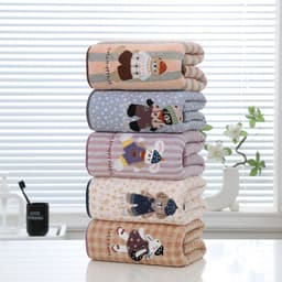Khăn tăm thêu hình gấu thỏ hoạt hình đáng yêu,kích thước lớn 70x140cm Dày,Mềm Mại,Thấm hút tốt - VINBEO 9