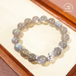 Ngọc Đan Tâm - Vòng Tay Đá Xà Cừ 10mm 5A Phối Charm Hoa Sen Bạc - Mệnh Kim & Mệnh Thuỷ 9