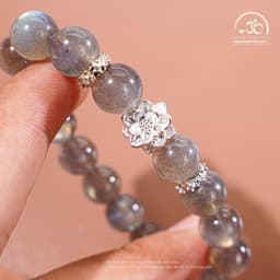 Ngọc Đan Tâm - Vòng Tay Đá Xà Cừ 10mm 5A Phối Charm Hoa Sen Bạc - Mệnh Kim & Mệnh Thuỷ 4