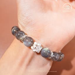 Ngọc Đan Tâm - Vòng Tay Đá Xà Cừ 10mm 5A Phối Charm Hoa Sen Bạc - Mệnh Kim & Mệnh Thuỷ 8
