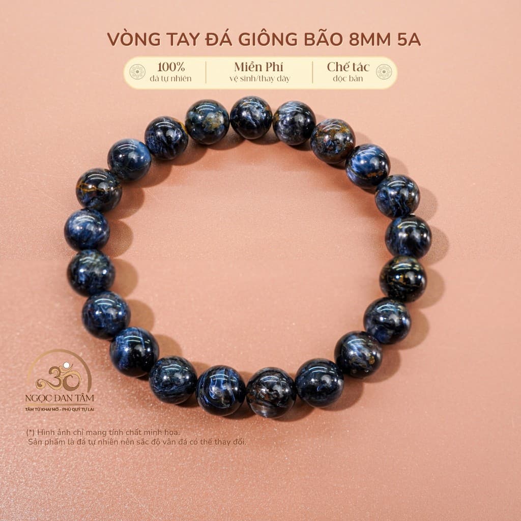 Ngọc Đan Tâm - Vòng Tay Đá Giông Bão 8mm 5A - Mệnh Thuỷ & Mệnh Mộc