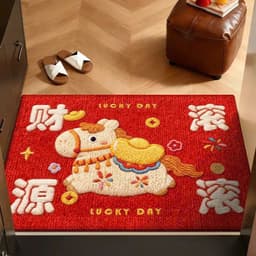 Thảm Lau Chân Lông Thêu Len Hình Ngựa Không Khí Tết Đỏ May Mắn Trang Trí Cửa Nhà Đầu Năm 7