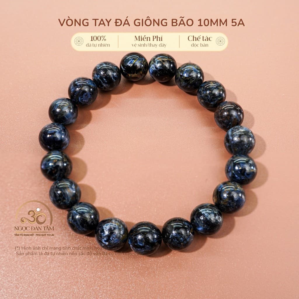 Ngọc Đan Tâm - Vòng Tay Đá Giông Bão 10mm 5A - Mệnh Thuỷ & Mệnh Mộc