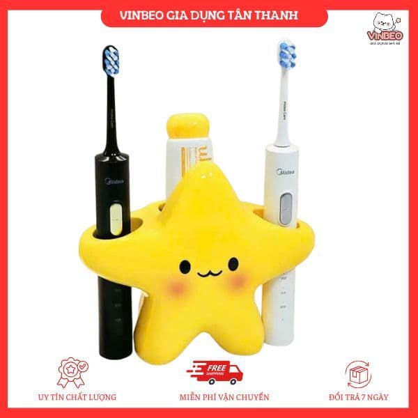 Kệ đựng bàn chải hình sao vàng dễ thương, đựng vật dụng gọn gàng sạch sẽ - Giá đỡ để bàn chải đanh răng hoạt hình VINBEO