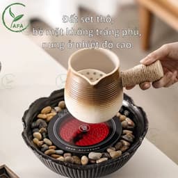Ấm trà đất nung pha trà sữa Vân Nam 460ml Ấm đất nung trà niêu trà sữa Có thể đun nóng trực tiếp 3
