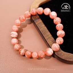 Ngọc Đan Tâm - Vòng Tay Đá Đào Hoa Vân Mây 8mm 5A - Mệnh Thổ & Mệnh Hoả 7