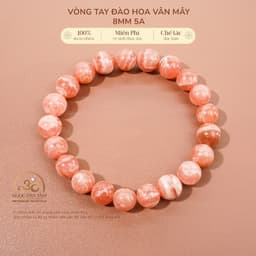 Ngọc Đan Tâm - Vòng Tay Đá Đào Hoa Vân Mây 8mm 5A - Mệnh Thổ & Mệnh Hoả 1