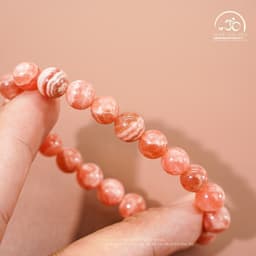 Ngọc Đan Tâm - Vòng Tay Đá Đào Hoa Vân Mây 8mm 5A - Mệnh Thổ & Mệnh Hoả 9