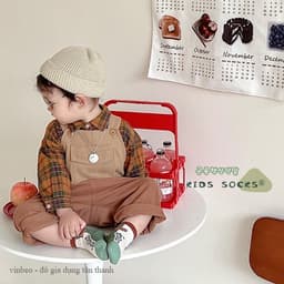 Set 5 đôi tất hình khủng long VINBEO Vớ coton cổ cao kẻ sọc ngang màu xanh lá cho bé 1-8 tuổi 7