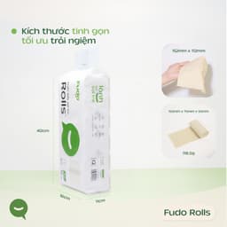 [2 THÙNG] Giấy Fudo cuộn 3 lớp 100% sợi tre tự nhiên, không tẩy trắng, không lõi - 96 cuộn 3