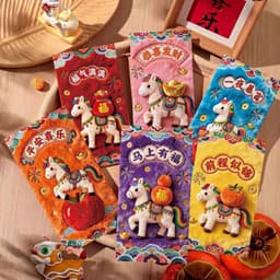 COMBO 6 Bao Lì Xì 3D Thêu Ngựa Tết 2026 - Hoạ Tiết Ngựa Thổ Cẩm 2