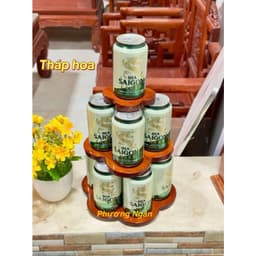 Tháp Bày Bia Nước Ngọt, Tháp Giả Gỗ 3 tầng trưng bày ngày Tết ban thờ phủ bóng hàng dày đẹp ( Giả Gỗ ) 1