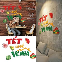 Set decor Chữ Gỗ trang trí tết độc đáo kèm băng dính sẵn, trang trí tết Bính ngọ 2026, decor nhà cửa hàng quán 3