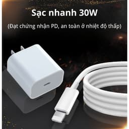 Bộ Sạc Nhanh (Củ PD45W/PD30W/PD20W+Dây 1m/1.5m/2m) - Bảo vệ thiết bị không nóng máy chống nổ -  An Toàn cho Điện Thoại 6