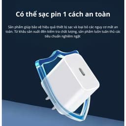 Bộ Sạc Nhanh (Củ PD45W/PD30W/PD20W+Dây 1m/1.5m/2m) - Bảo vệ thiết bị không nóng máy chống nổ -  An Toàn cho Điện Thoại 4
