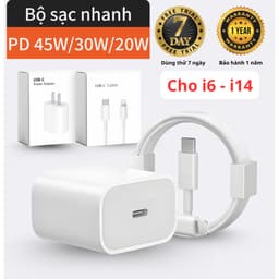Bộ Sạc Nhanh (Củ PD45W/PD30W/PD20W+Dây 1m/1.5m/2m) - Bảo vệ thiết bị không nóng máy chống nổ -  An Toàn cho Điện Thoại 1
