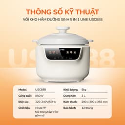 Nồi Nấu Chậm UNIE USC888, 6 Chế Độ Kho Hầm Lòng Nồi Sứ 3.0Lit - Công Suất 850w, Hàng Chính Hãng 8