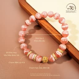 Ngọc Đan Tâm - Vòng Tay Đào Hoa Vân Mây 8mm 5A Phối Charm Đính Đá - Mệnh Thổ & Mệnh Hoả 2