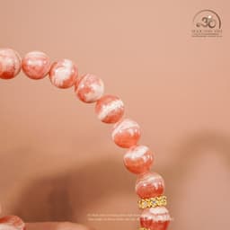 Ngọc Đan Tâm - Vòng Tay Đào Hoa Vân Mây 8mm 5A Phối Charm Đính Đá - Mệnh Thổ & Mệnh Hoả 3