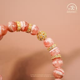 Ngọc Đan Tâm - Vòng Tay Đào Hoa Vân Mây 8mm 5A Phối Charm Đính Đá - Mệnh Thổ & Mệnh Hoả 4