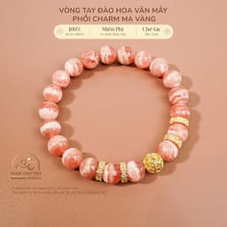 Ngọc Đan Tâm - Vòng Tay Đào Hoa Vân Mây 8mm 5A Phối Charm Đính Đá - Mệnh Thổ & Mệnh Hoả 1