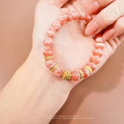 Ngọc Đan Tâm - Vòng Tay Đào Hoa Vân Mây 8mm 5A Phối Charm Đính Đá - Mệnh Thổ & Mệnh Hoả 5