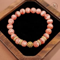 Ngọc Đan Tâm - Vòng Tay Đào Hoa Vân Mây 8mm 5A Phối Charm Đính Đá - Mệnh Thổ & Mệnh Hoả 6