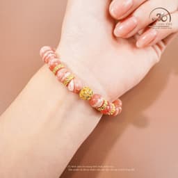 Ngọc Đan Tâm - Vòng Tay Đào Hoa Vân Mây 8mm 5A Phối Charm Đính Đá - Mệnh Thổ & Mệnh Hoả 7