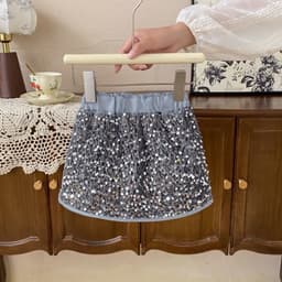 Sữa chân váy bé gái đính kim sa lấp lánh – Váy ngắn cạp chun phong cách dễ thương, thời trang Quảng Châu. 2
