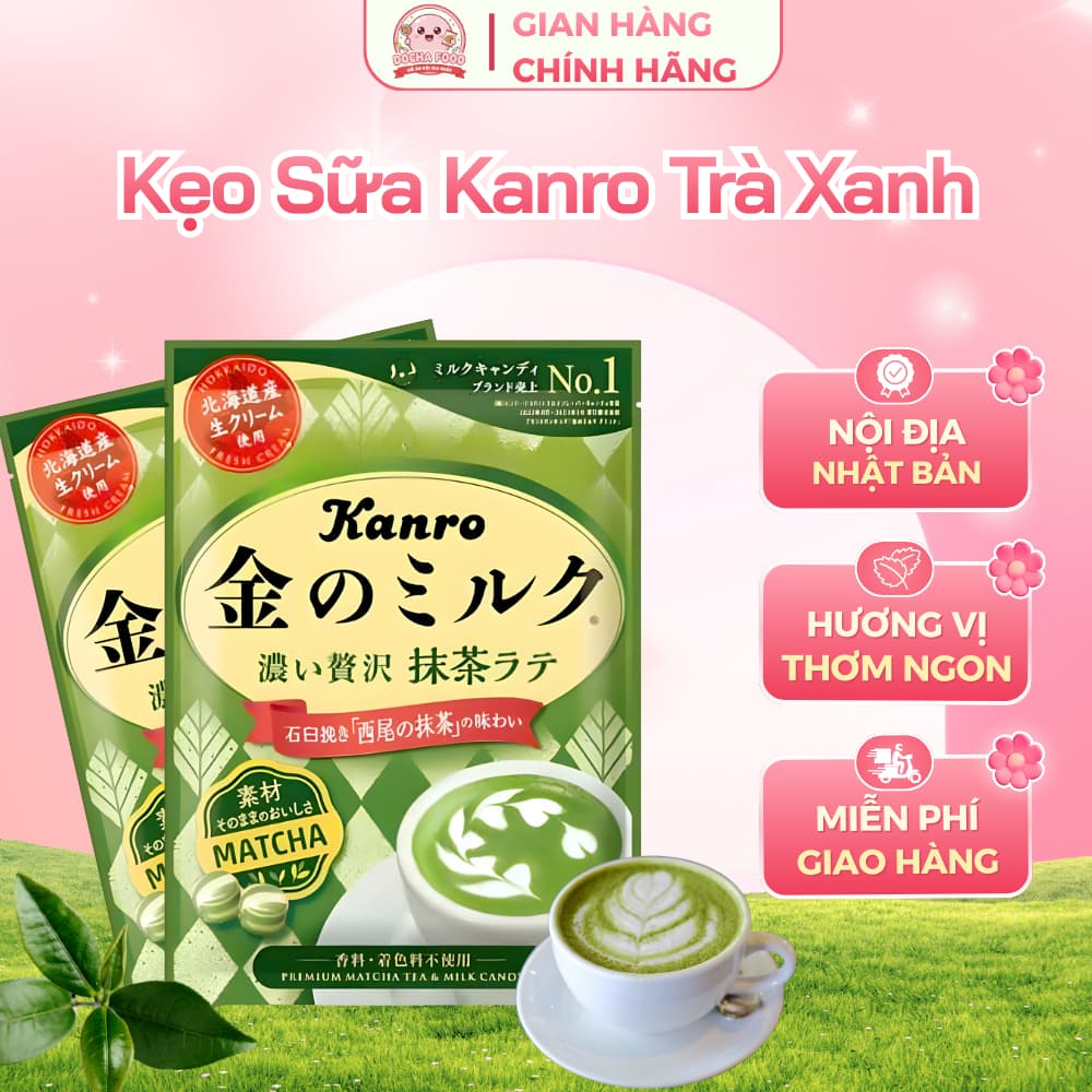 【Date Mới】Kẹo KANRO vị MATCHA LATTE sữa Trà Xanh Nội Địa Nhật 70g