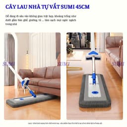 Cây Lau Nhà Tự Vắt SUMI 45CM Tiện Lợi, Cây Lau Nhà Siêu Sạch Thông Minh Xoay 360 Độ Thấm Hút Đa Năng 9