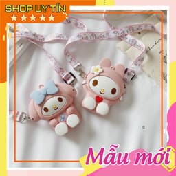 [Mới] Túi xách đeo chéo silicon hình thỏ hồng tai dài, thời trang dễ thương đựng bao lì xì mỹ phẩm 1