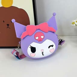 Túi tỏi xách silicon hình mặt Kuromi nheo mắt cho bé gái đeo chéo đựng lì xì mỹ phẩm thời trang 6