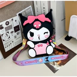 Túi tỏi xách silicon hình mặt Kuromi nheo mắt cho bé gái đeo chéo đựng lì xì mỹ phẩm thời trang 2