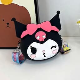 Túi tỏi xách silicon hình mặt Kuromi nheo mắt cho bé gái đeo chéo đựng lì xì mỹ phẩm thời trang 8