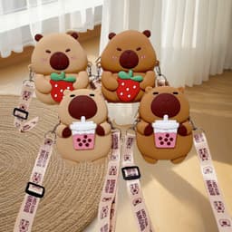 [Mới] Túi xách đeo chéo silicon hình chuột capybara thời trang dễ thương bé trai gái đựng lì xì 2