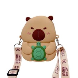 [Mới] Túi xách đeo chéo silicon hình chuột capybara thời trang dễ thương bé trai gái đựng lì xì 5