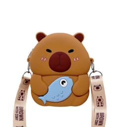 [Mới] Túi xách đeo chéo silicon hình chuột capybara thời trang dễ thương bé trai gái đựng lì xì 3