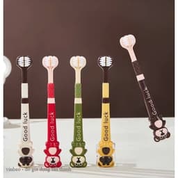 Vỉ 5 Bàn Chải Đánh Răng 3 Mặt Hình Gấu Cho Bé - Bộ Bàn Chải Đánh Răng 3 Đầu Bọc Dễ Thương Cho Trẻ Từ 3 Đến 15 Tuổi 1