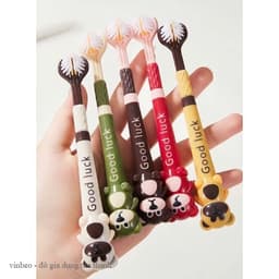 Vỉ 5 Bàn Chải Đánh Răng 3 Mặt Hình Gấu Cho Bé - Bộ Bàn Chải Đánh Răng 3 Đầu Bọc Dễ Thương Cho Trẻ Từ 3 Đến 15 Tuổi 2