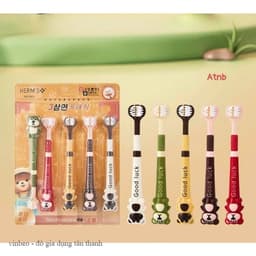Vỉ 5 Bàn Chải Đánh Răng 3 Mặt Hình Gấu Cho Bé - Bộ Bàn Chải Đánh Răng 3 Đầu Bọc Dễ Thương Cho Trẻ Từ 3 Đến 15 Tuổi 4