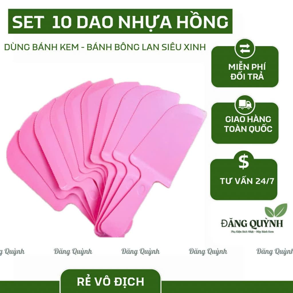 SET 10 DAO NHỰA HỒNG CẮT BÁNH KEM – DAO CẮT BÁNH TIỆN LỢI | ĐĂNG QUỲNH